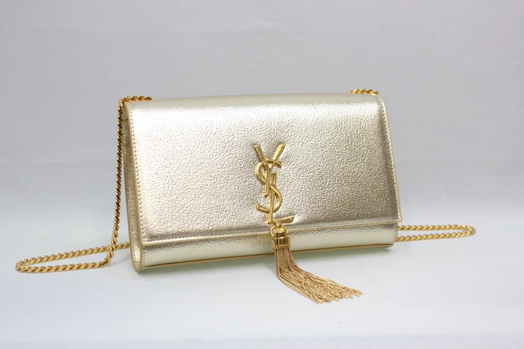 Saint Laurent Kate Chain Wallet With Tassel / Yellow Copper - Image 7