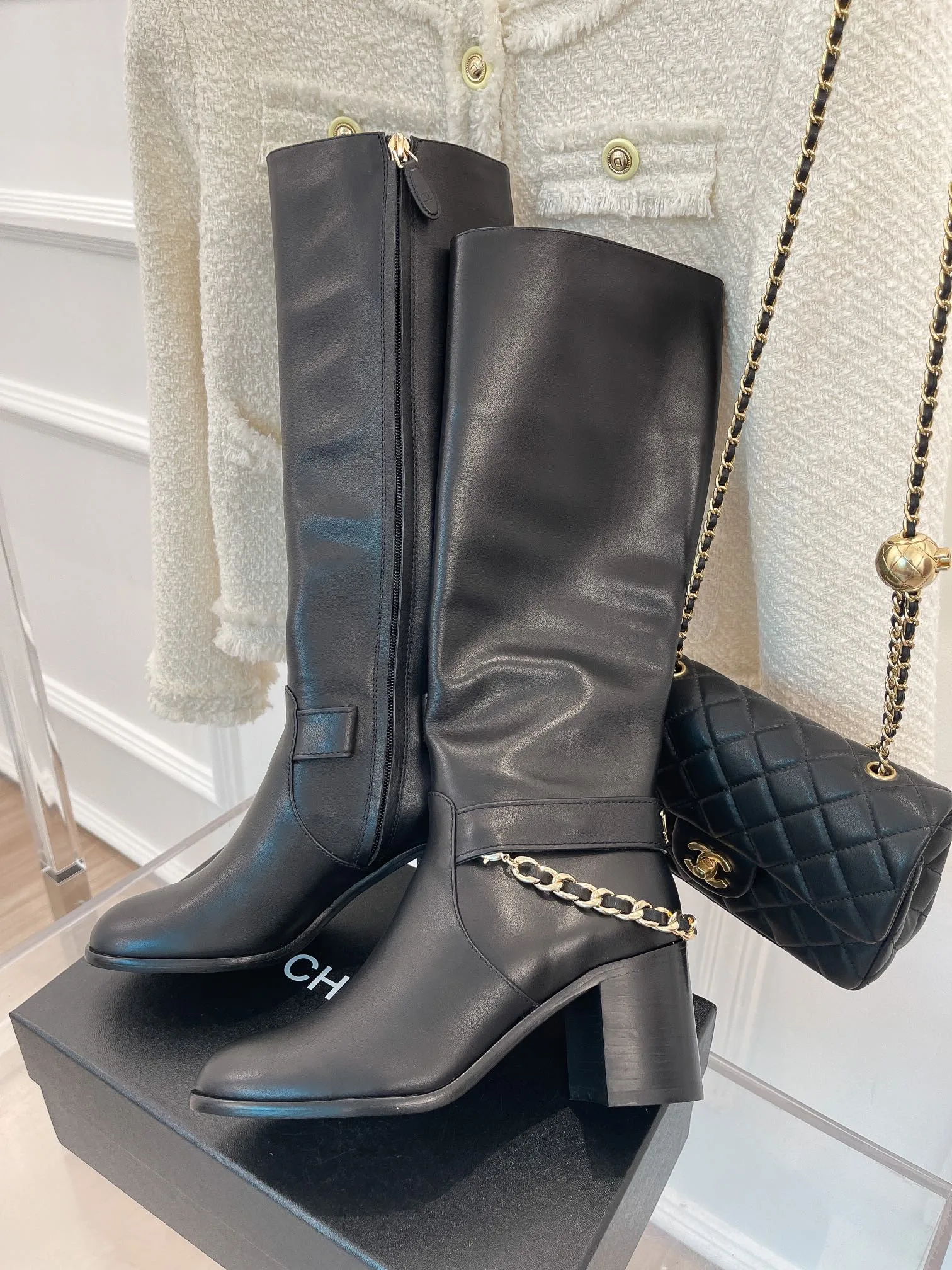 Chanel High Boots With Chain Black / - Image 3
