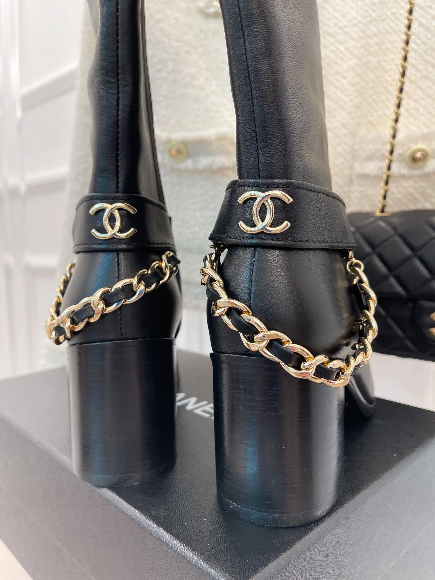 Chanel High Boots With Chain Black / - Image 9