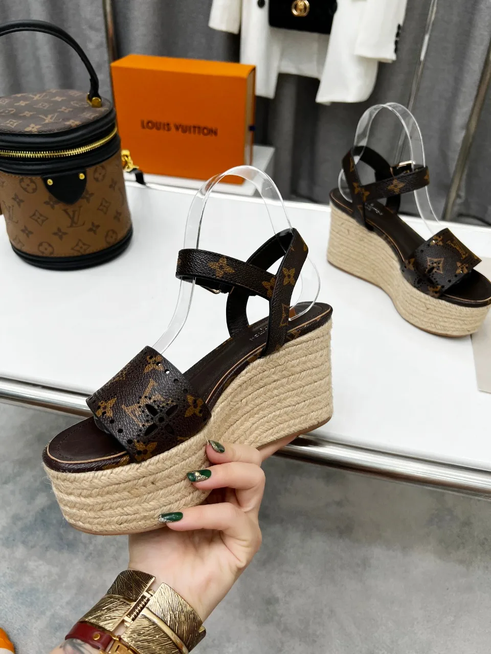Alternative view of Louis Vuitton Women’s Starboard Wedge Sandal Black And Brown