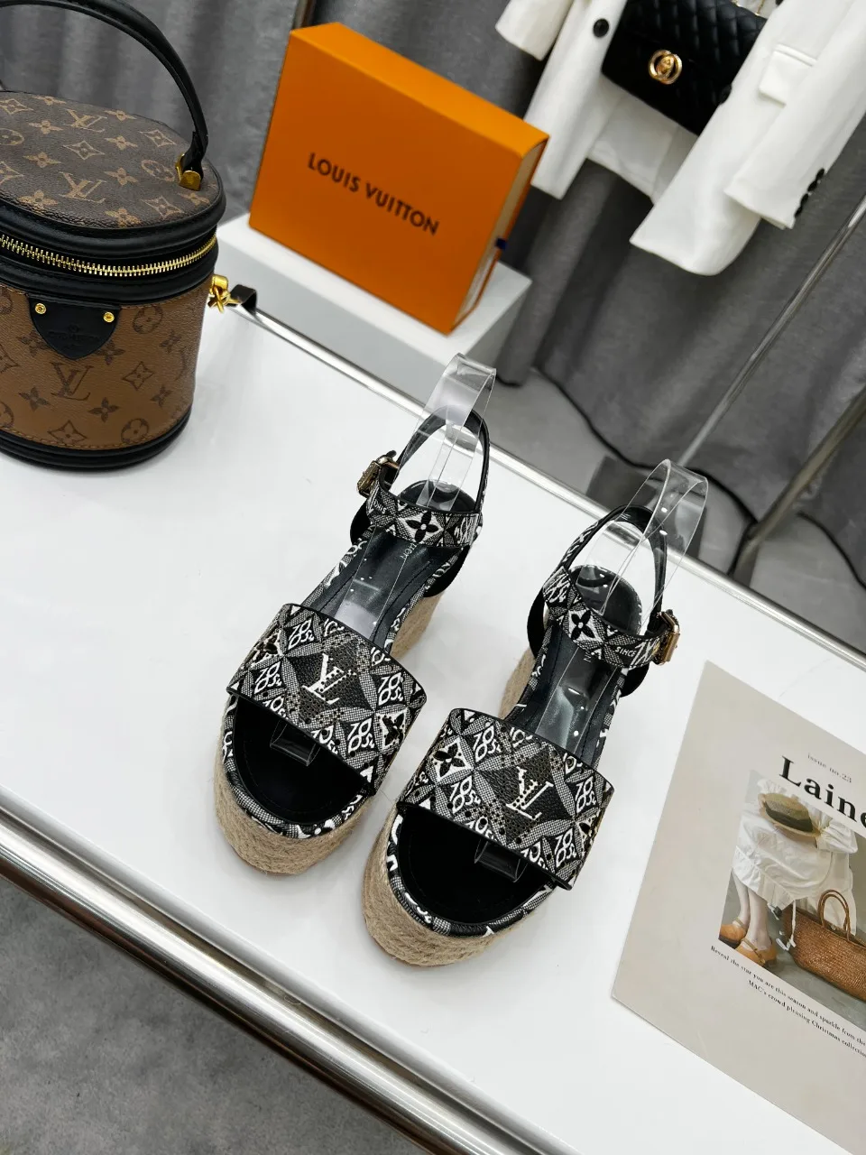 Alternative view of Louis Vuitton Women’s Starboard Wedge Sandal Black And White
