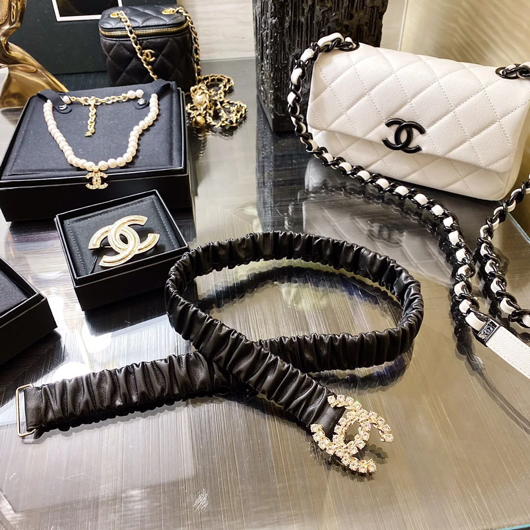 Alternative view of Chanel Twinkle Stone Interlocking C Buckle Belt Black