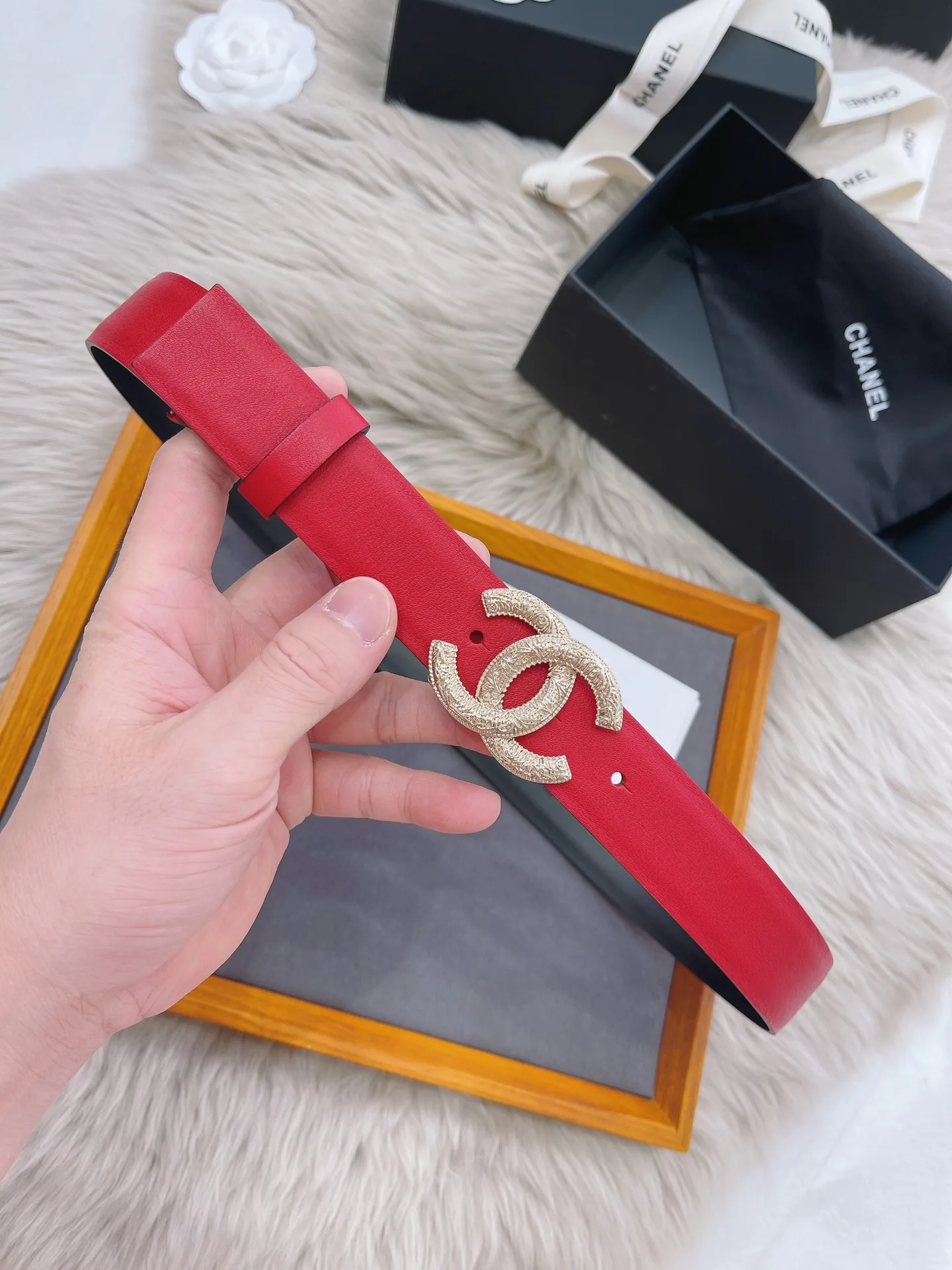 Chanel Attach Stone Metal CC Belt Red - Image 2