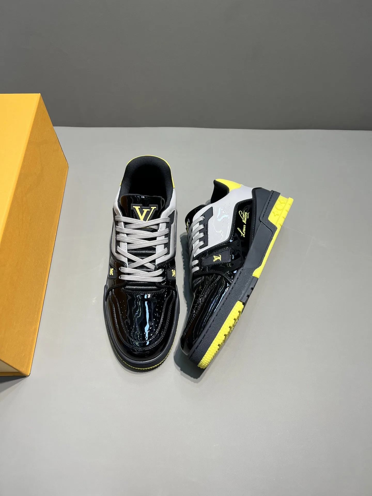 Alternative view of Louis Vuitton Trainer Sneaker Patent Canvas Black Virgil Abloh LV 1A9JTV