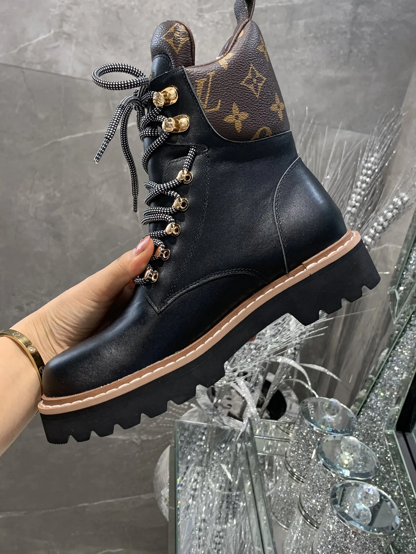Louis Vuitton Territory Flat Military Boots Black LV 1A958N - Image 10