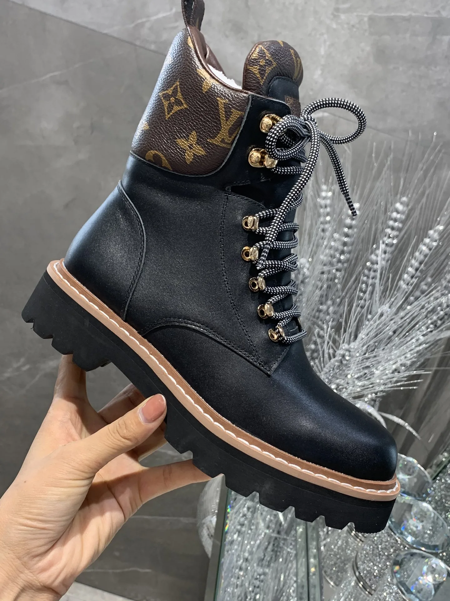 Louis Vuitton Territory Flat Military Boots Black LV 1A958N - Image 9