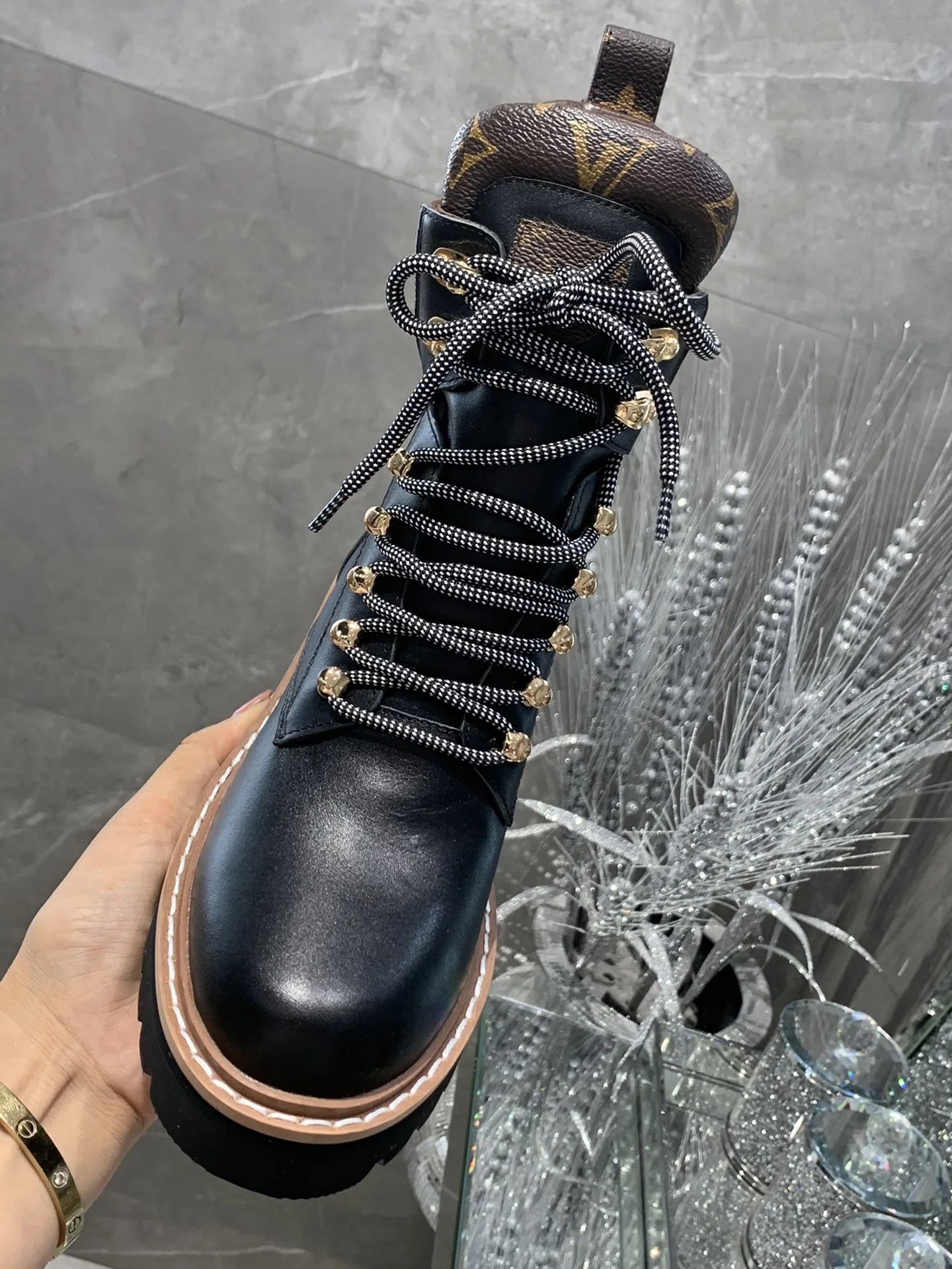 Louis Vuitton Territory Flat Military Boots Black LV 1A958N - Image 6