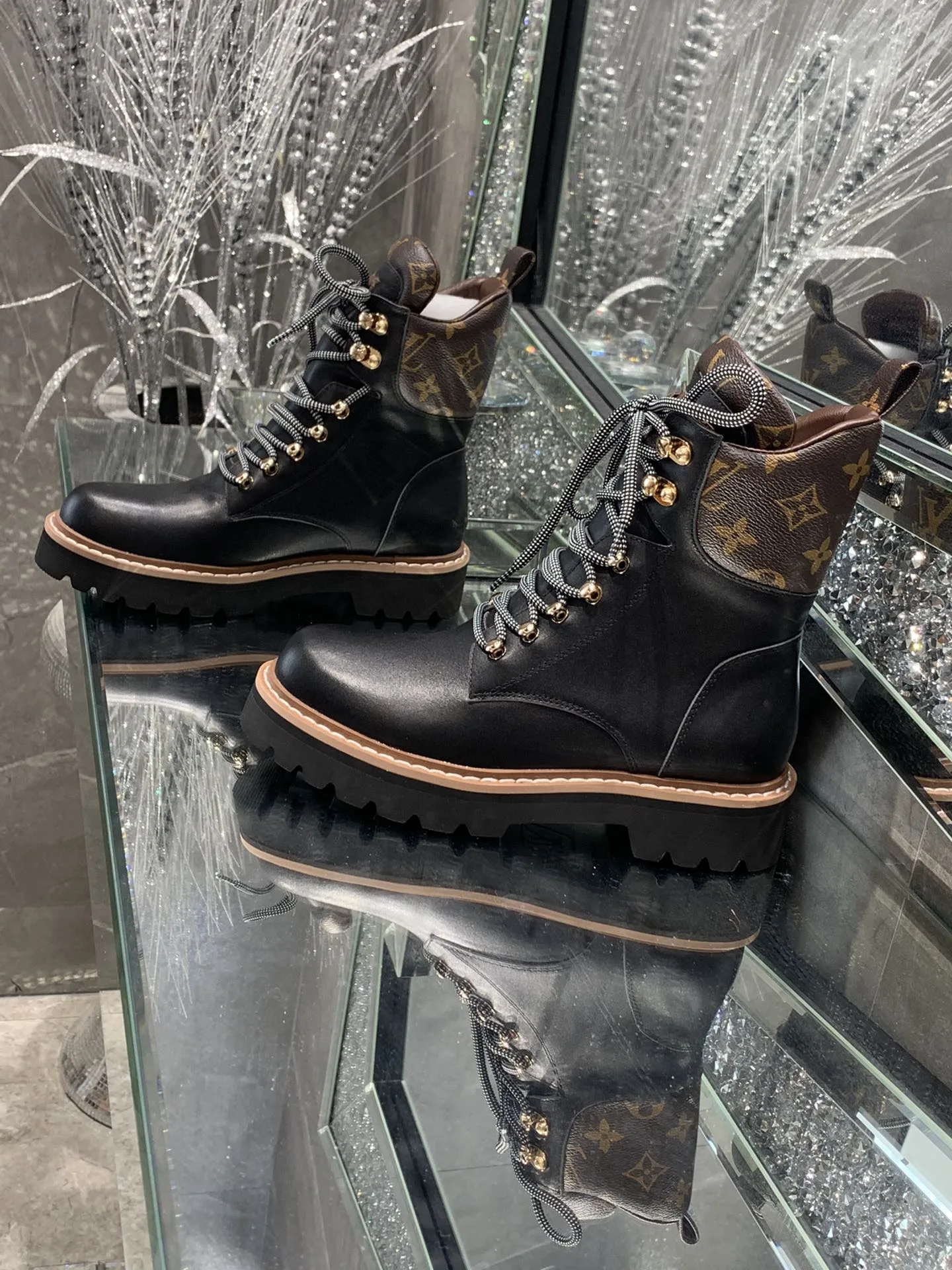 Louis Vuitton Territory Flat Military Boots Black LV 1A958N - Image 5