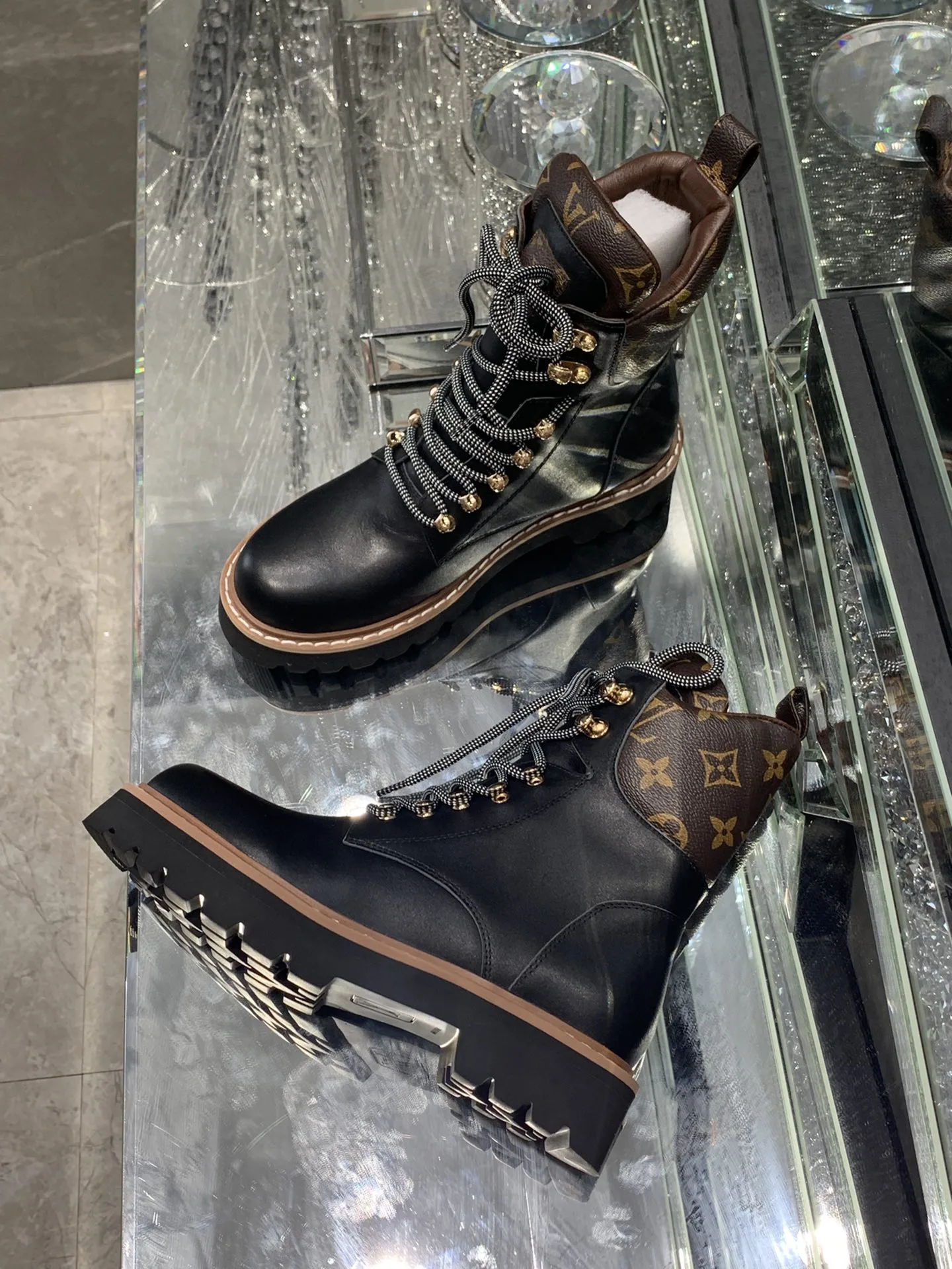 Louis Vuitton Territory Flat Military Boots Black LV 1A958N - Image 3