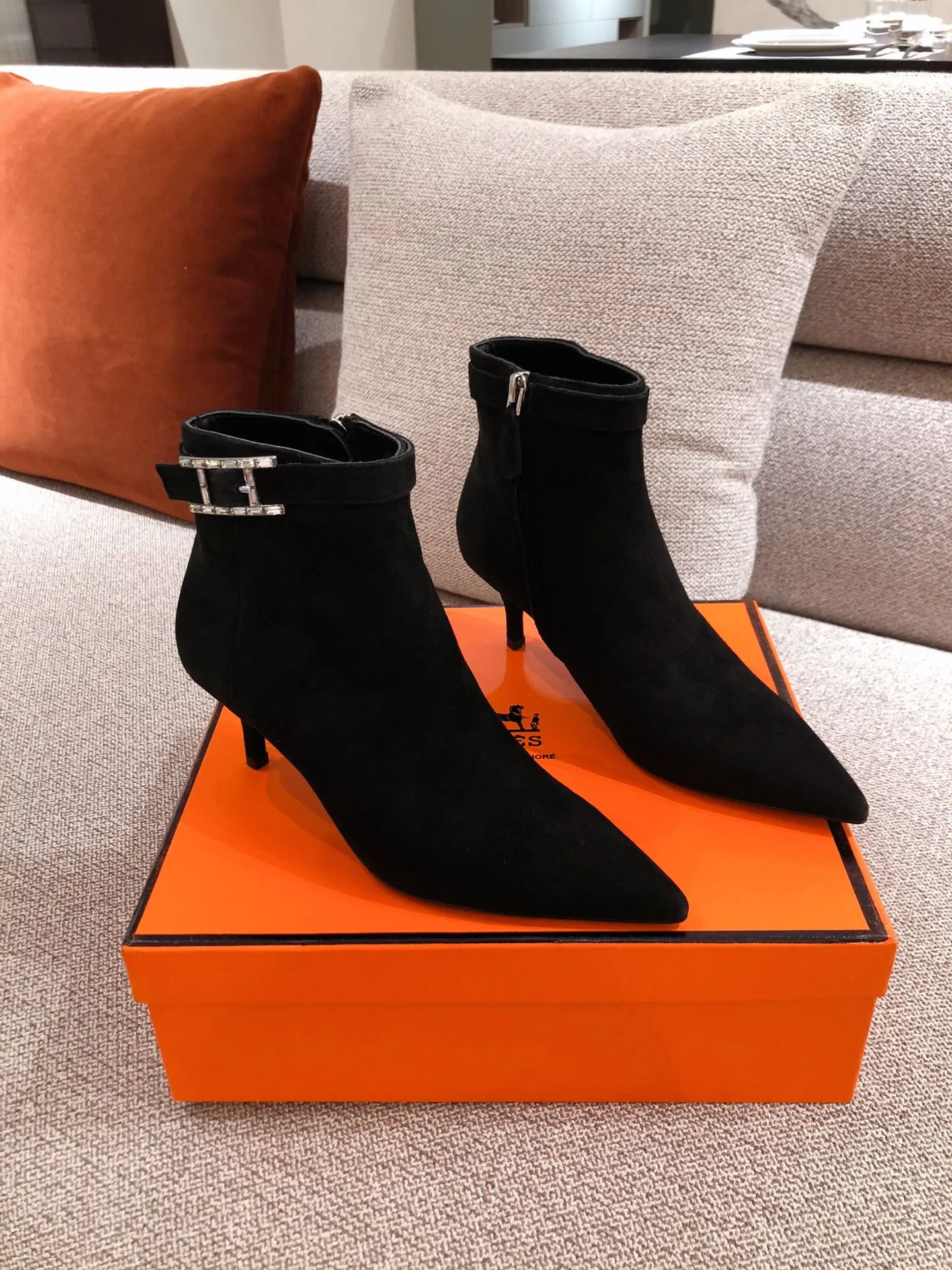 Alternative view of Hermes Blanche Ankle Boots Black /