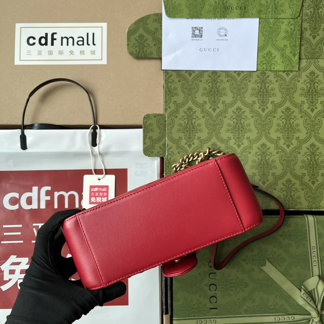 Gucci GG Marmont Mini Top Handle Bag Red - Image 3