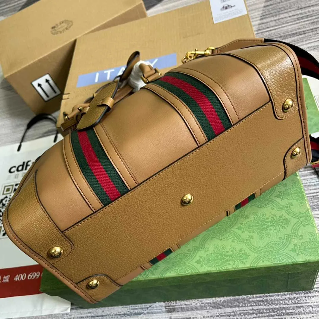 Gucci Double G-Detailed Smooth Medium Handbag Brown / - Image 3