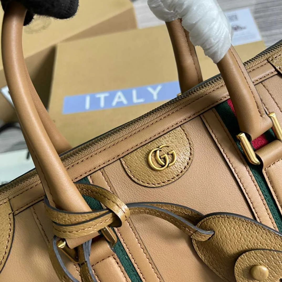 Gucci Double G-Detailed Smooth Medium Handbag Brown / - Image 5
