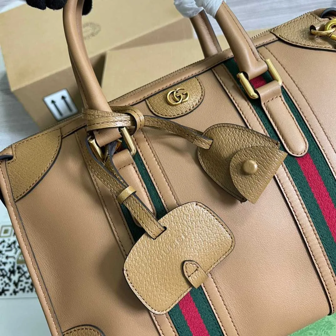 Gucci Double G-Detailed Smooth Medium Handbag Brown / - Image 6