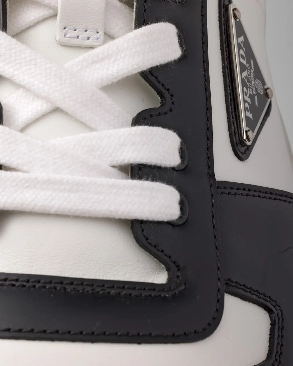 Prada Downtown Leather Sneakers White/Black 2EE364_3LKG_F0T8F_F_D001 - Image 6