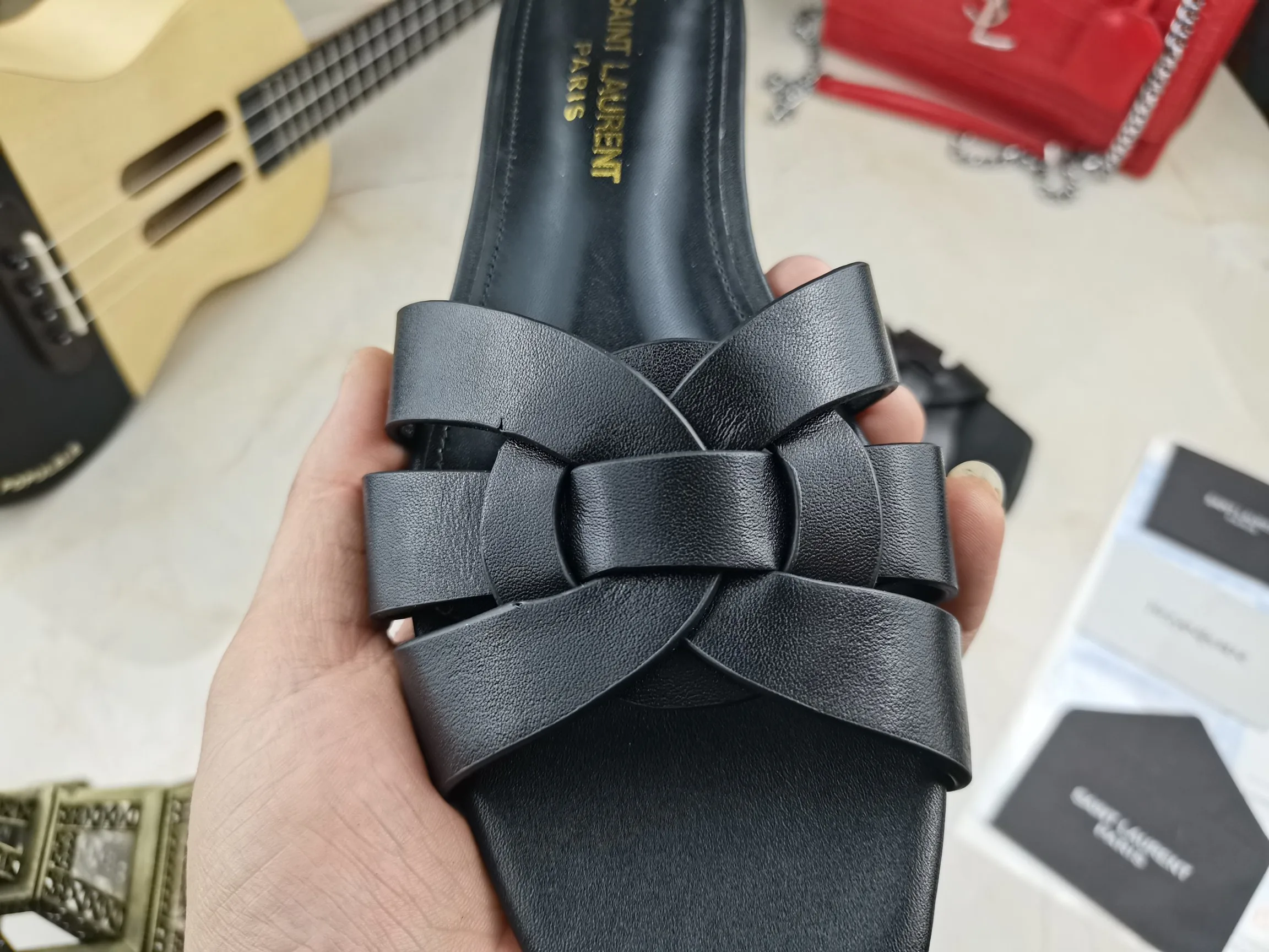 Saint Laurent Tribute Flat Mules Black YSL - Image 5