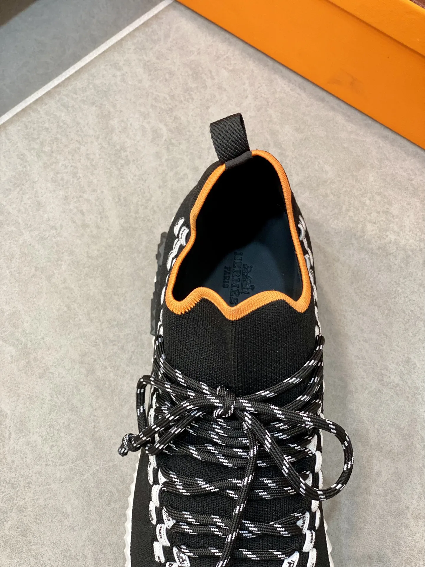 Hermes Sneakers Flex Black And Orange - Image 5