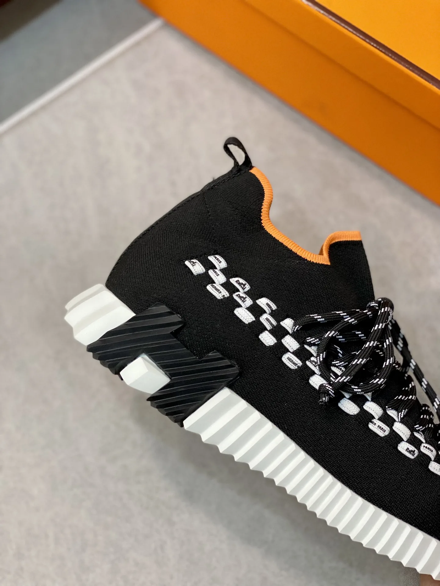 Hermes Sneakers Flex Black And Orange - Image 4