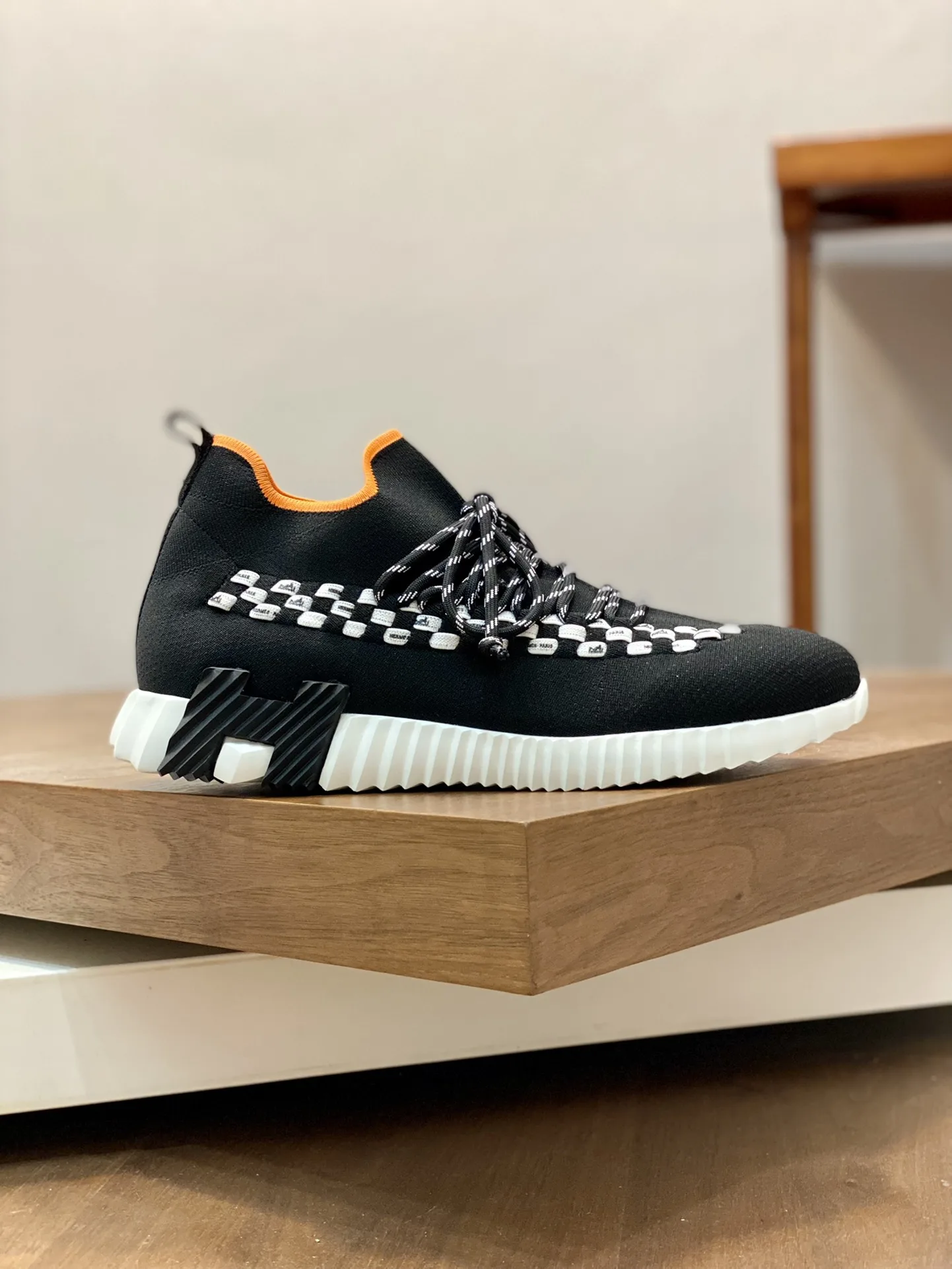Hermes Sneakers Flex Black And Orange - Image 3
