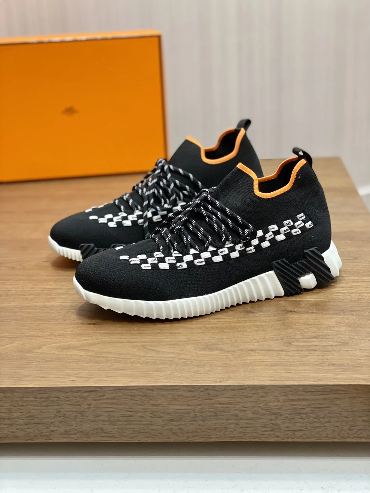 Hermes Sneakers Flex Black And Orange - Image 8