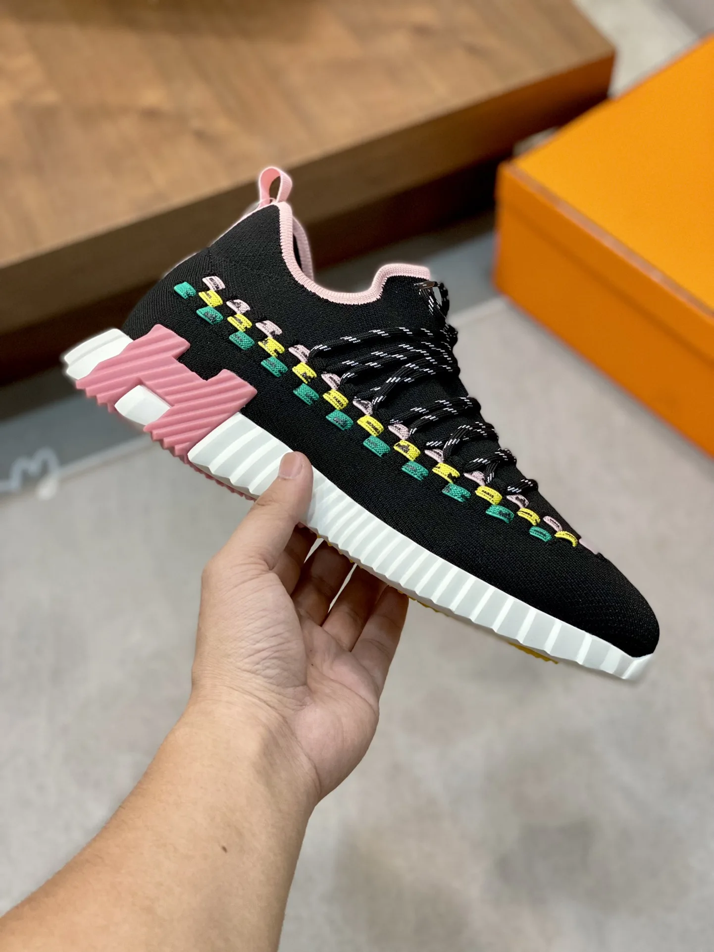 Hermes Sneakers Flex Black And Pink - Image 8
