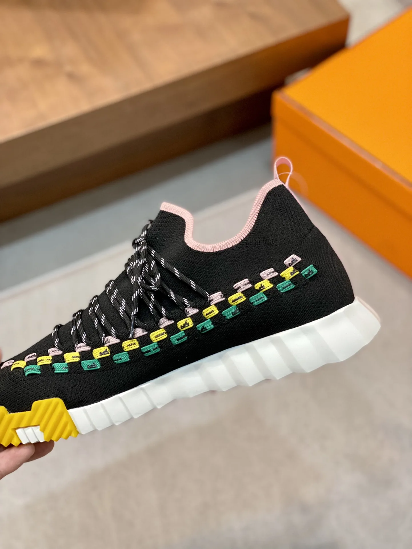 Hermes Sneakers Flex Black And Pink - Image 6