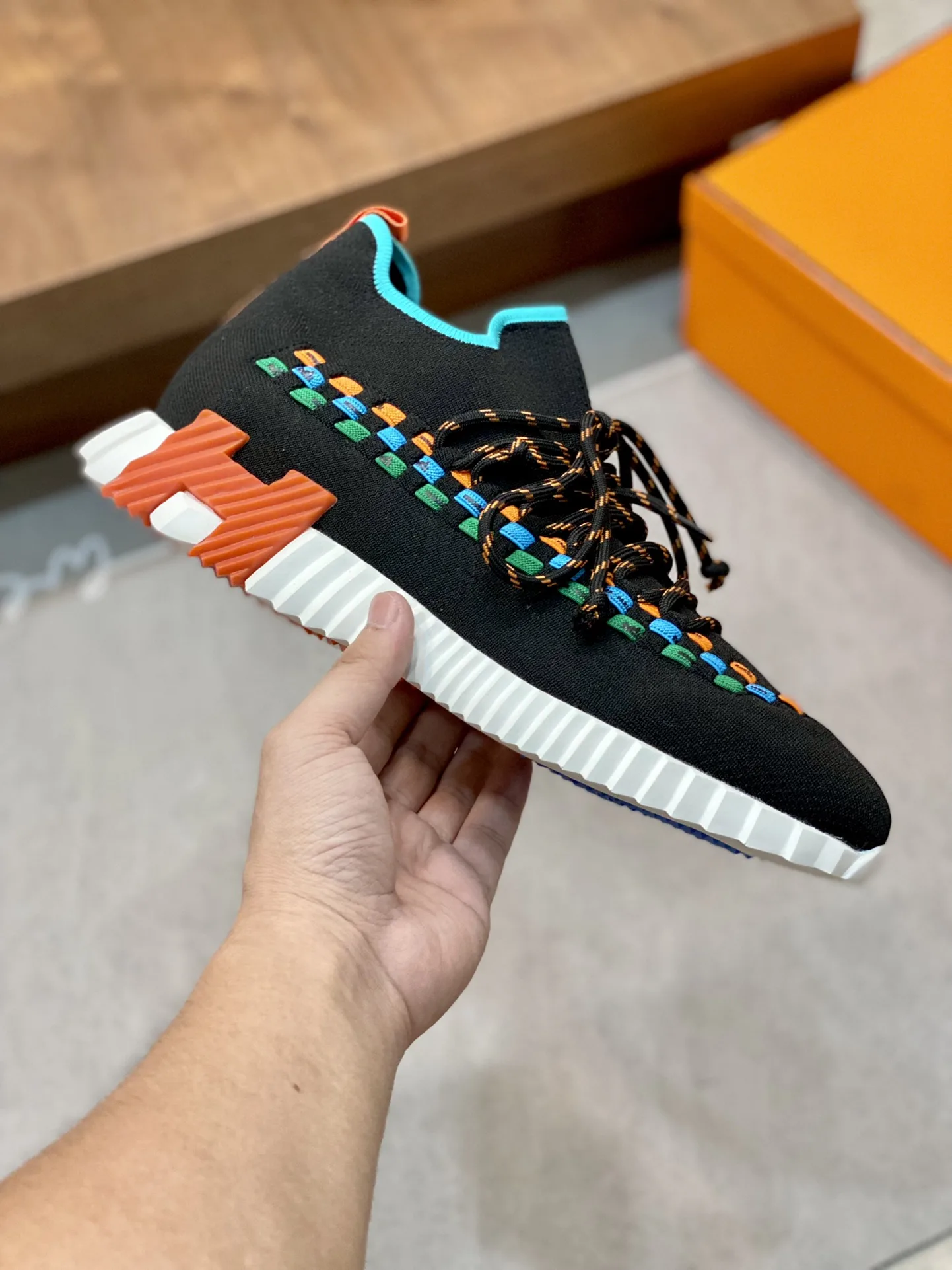 Hermes Sneakers Flex Black And Blue - Image 7