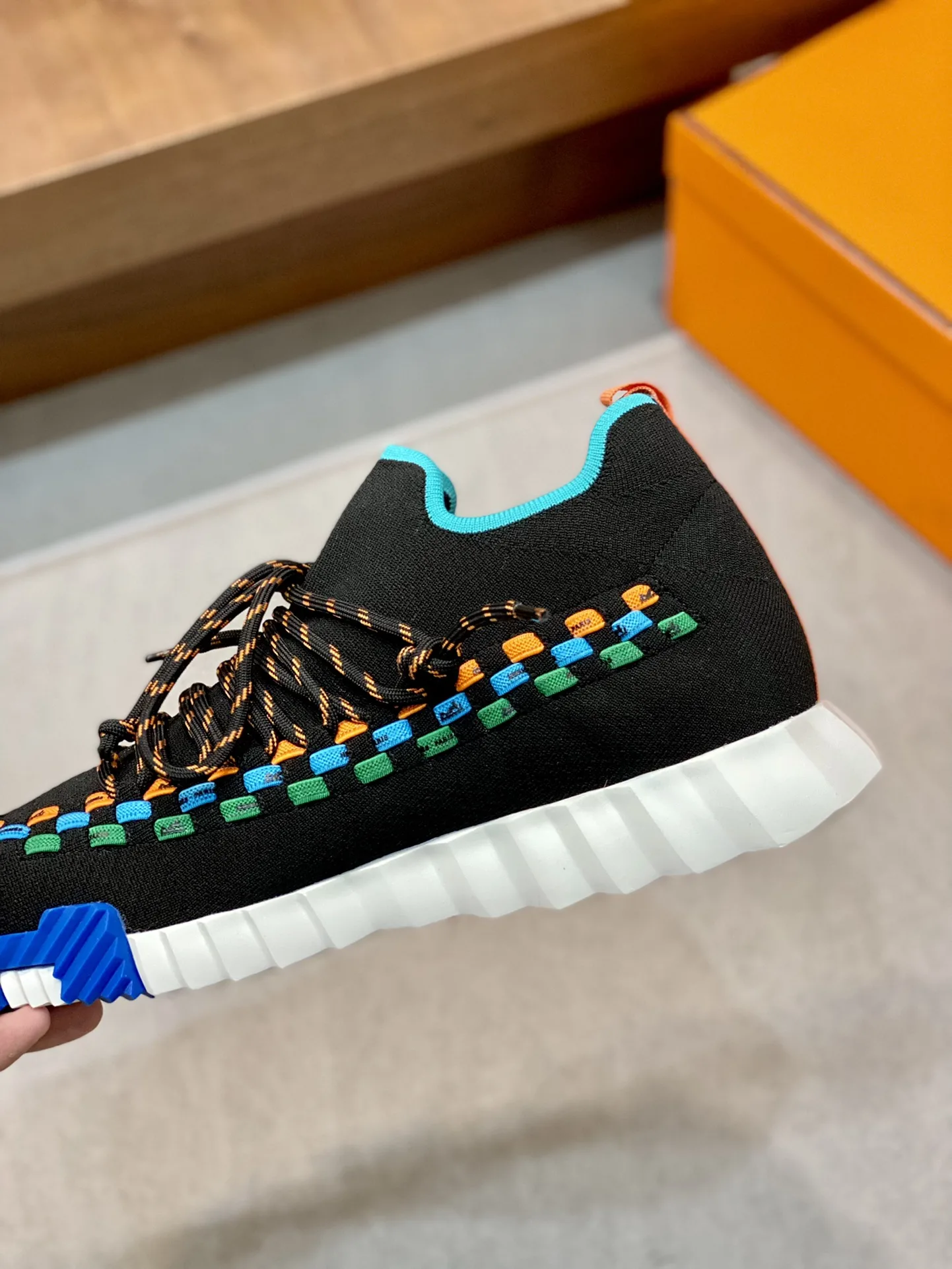 Hermes Sneakers Flex Black And Blue - Image 5