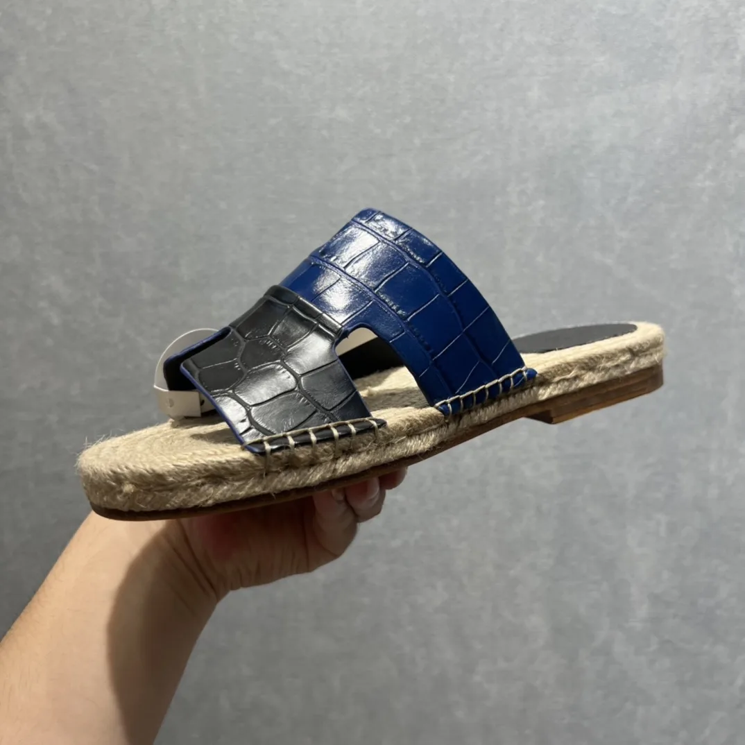Hermes Old Espadrilles Black And Blue - Image 9