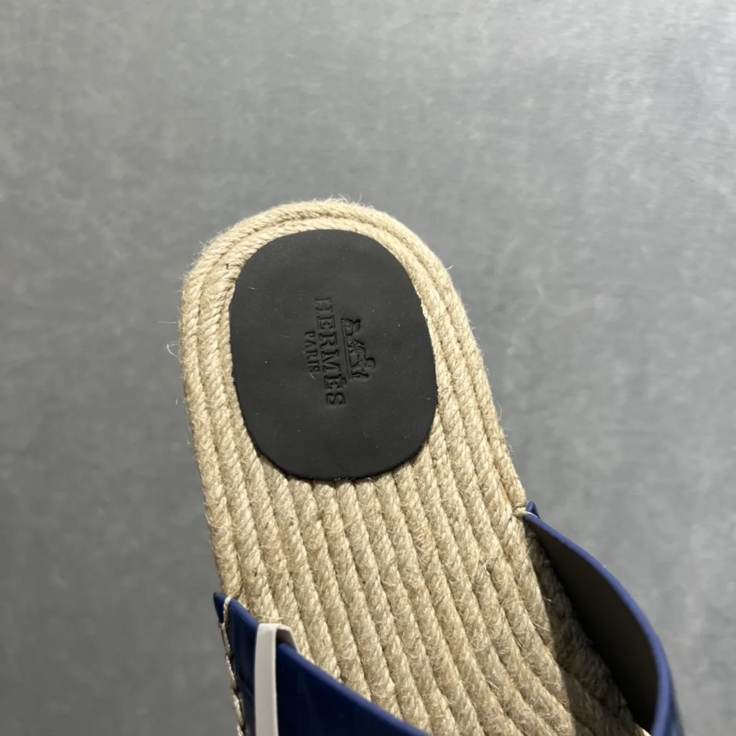 Hermes Old Espadrilles Black And Blue - Image 8