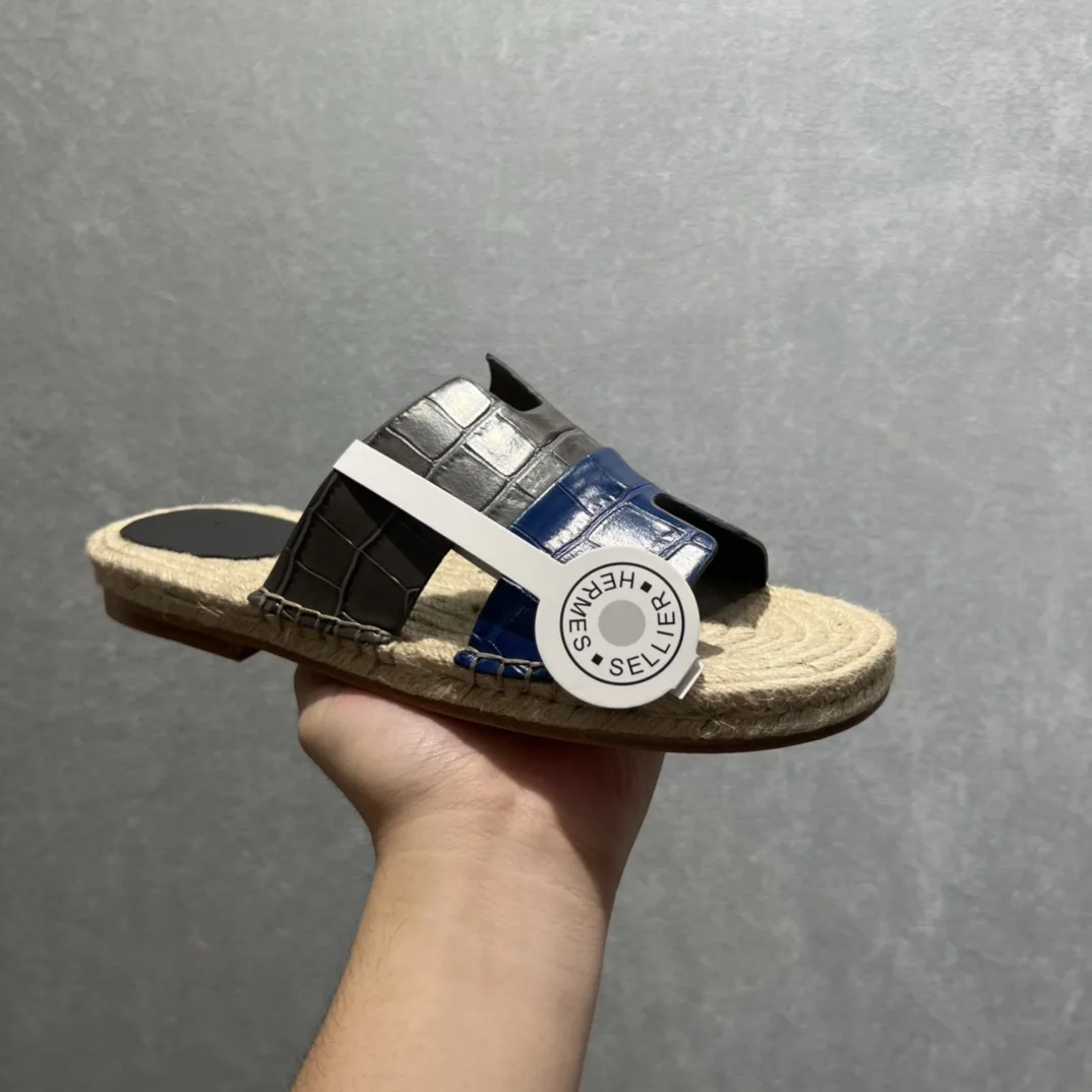 Hermes Old Espadrilles Black And Blue - Image 7