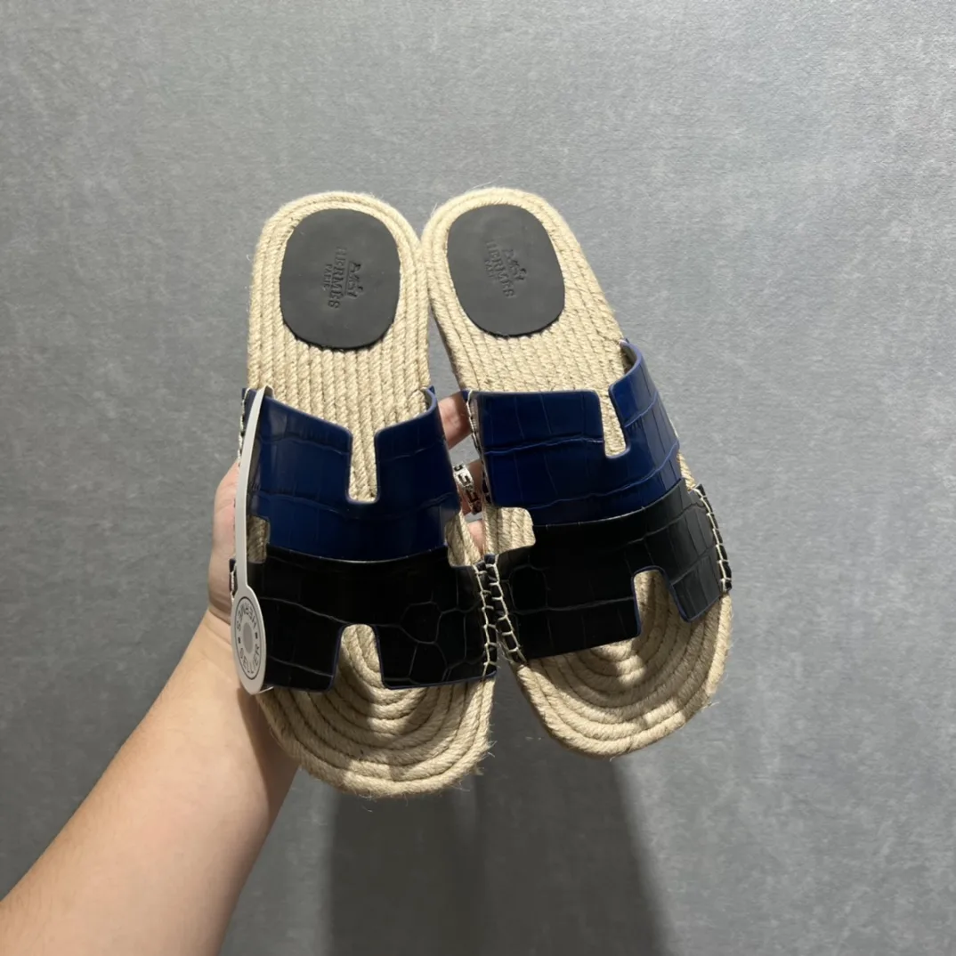 Hermes Old Espadrilles Black And Blue - Image 5