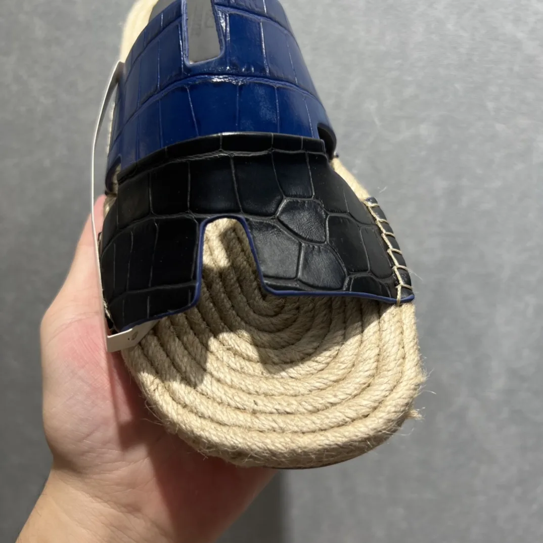 Hermes Old Espadrilles Black And Blue - Image 4