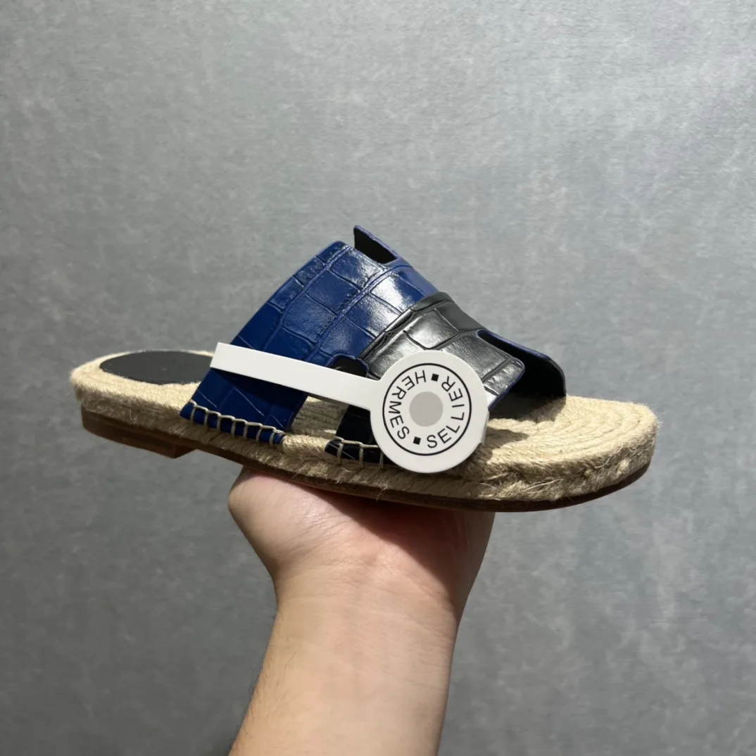Hermes Old Espadrilles Black And Blue - Image 3