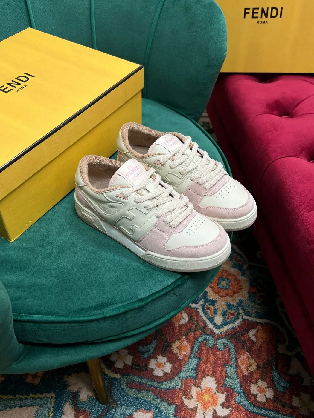 Fendi Match Low Tops In Pink 8E8252AHH2F1FHT - Image 4