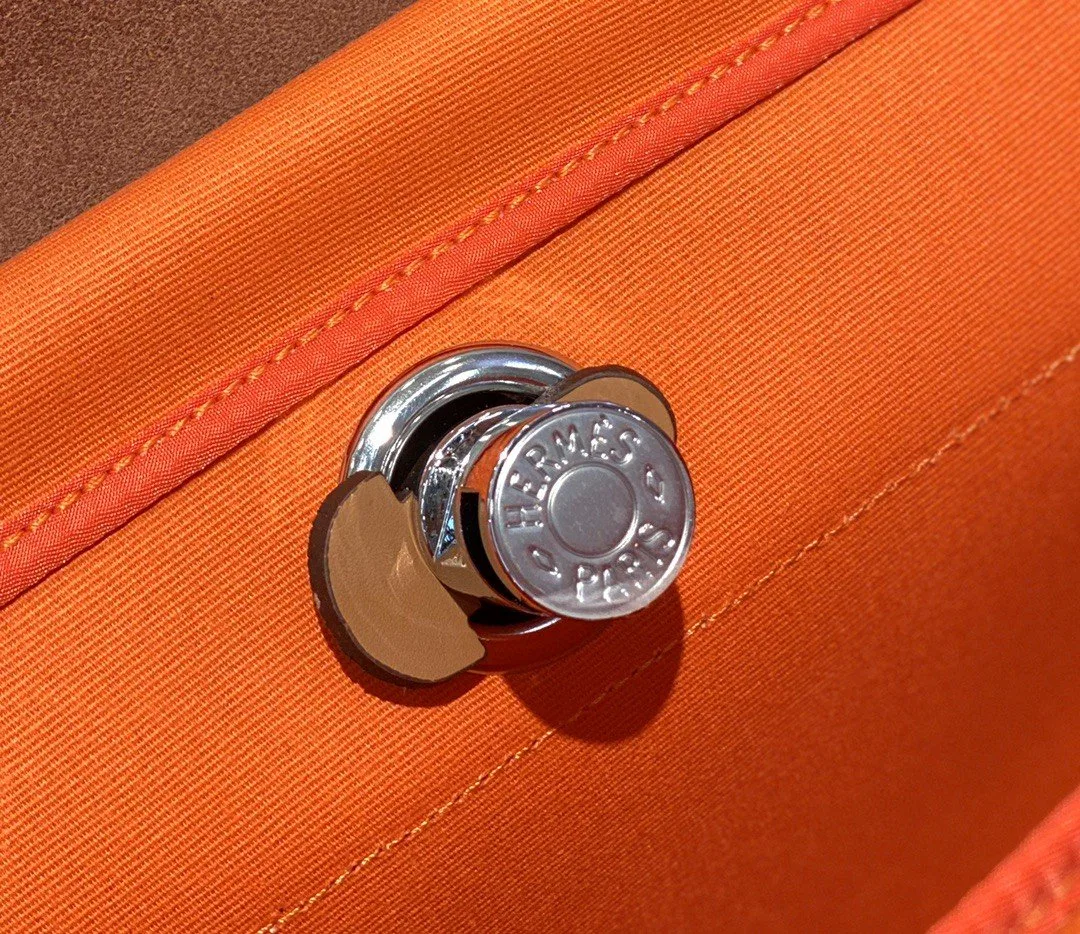 Hermes Herbag Zip Bag Orange, Silver Toned Hardware Bag - Image 2