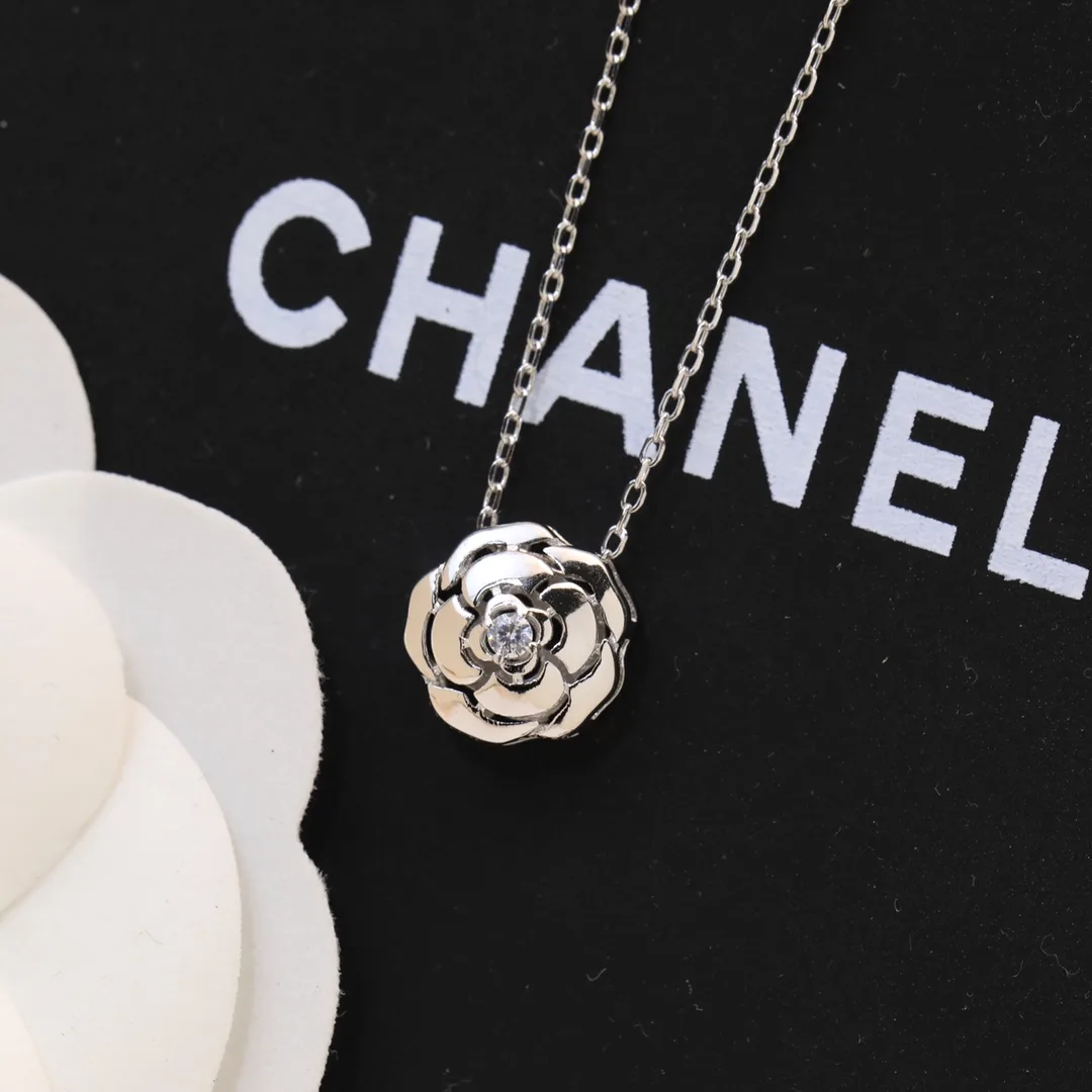 Chanel Extrait De Camélia Necklace Silver Tone - Image 6