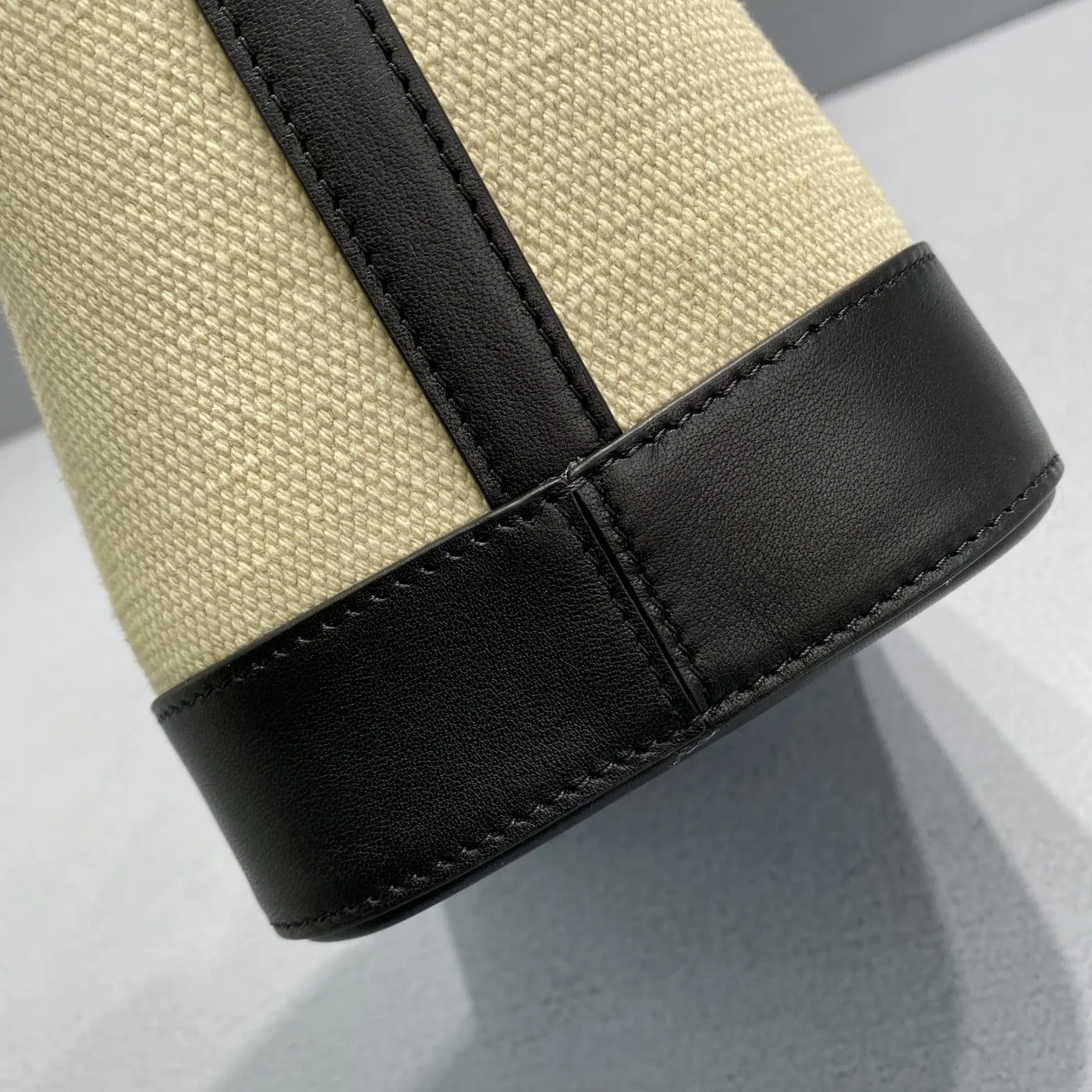Celine Small Bucket Cuir Triomphe In Textile Beige/Black / - Image 3