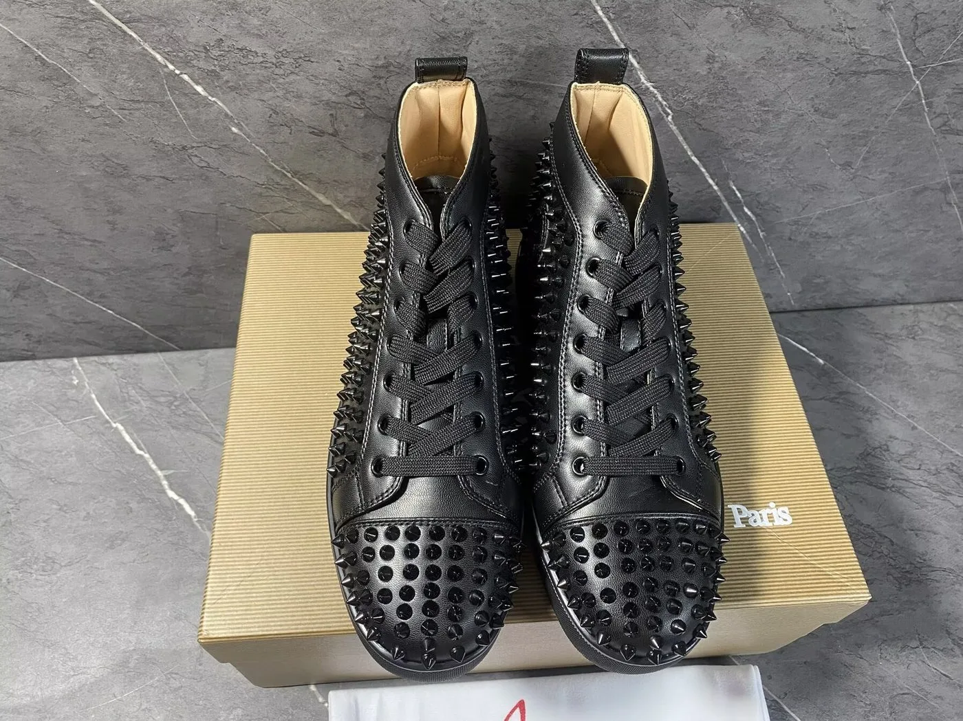 Christian Louboutin Louis Spikes Sneakers Black - Image 5