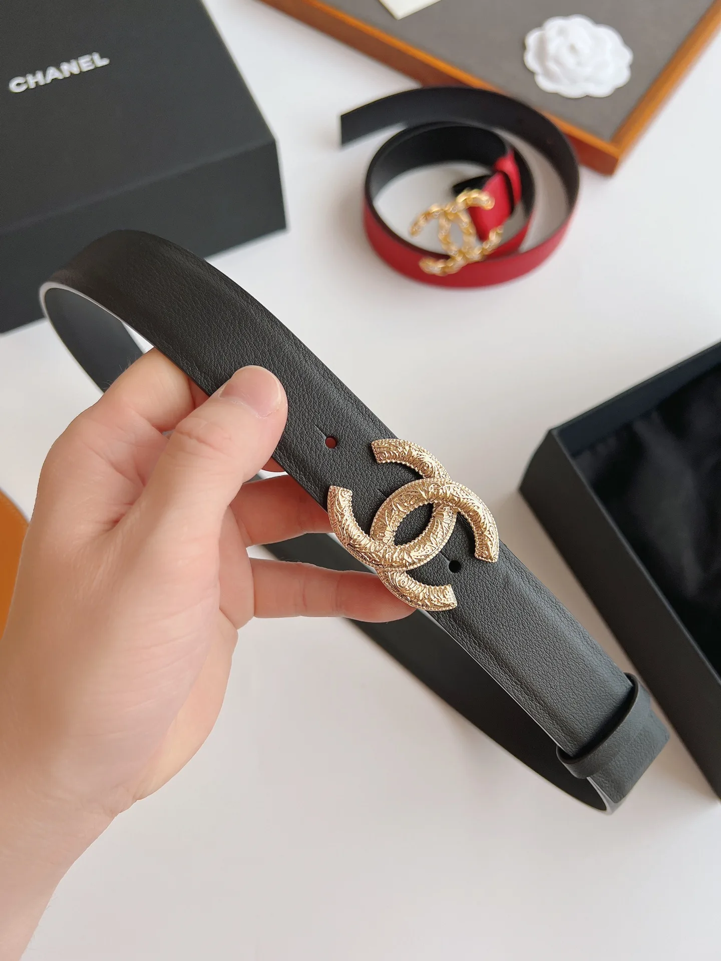 Alternative view of Chanel Attach Stone Metal CC Belt Black