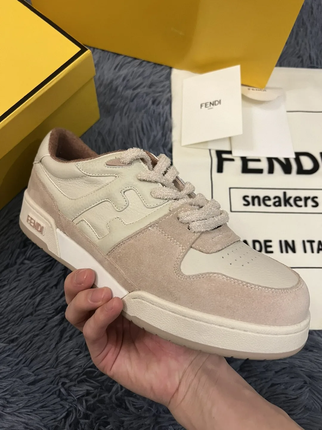 Fendi Match Low Tops Sneakers Beige/Brown 7E1493 - Image 3