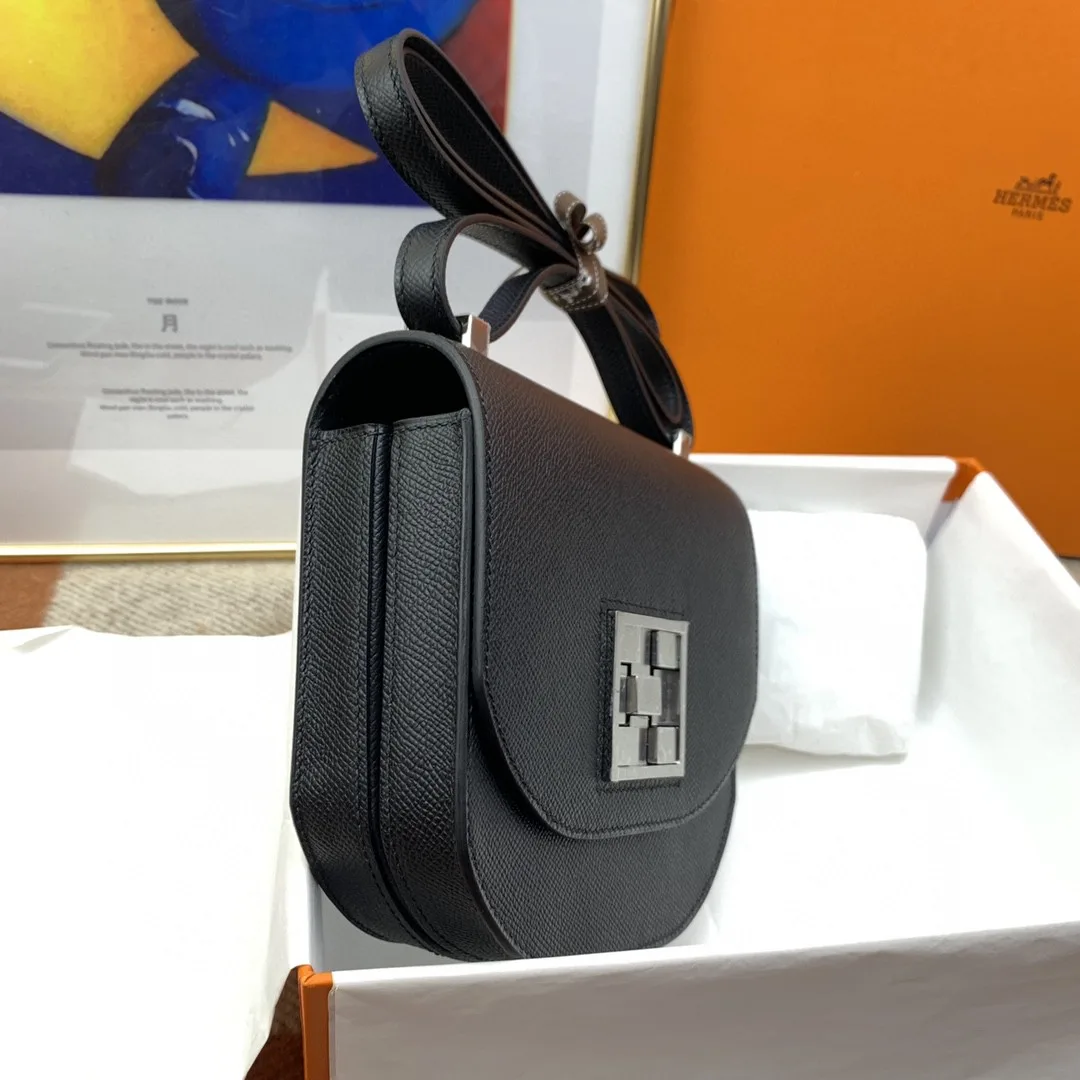 Alternative view of Hermes Mosaique 17 Black, Silver Toned Hardware Bag