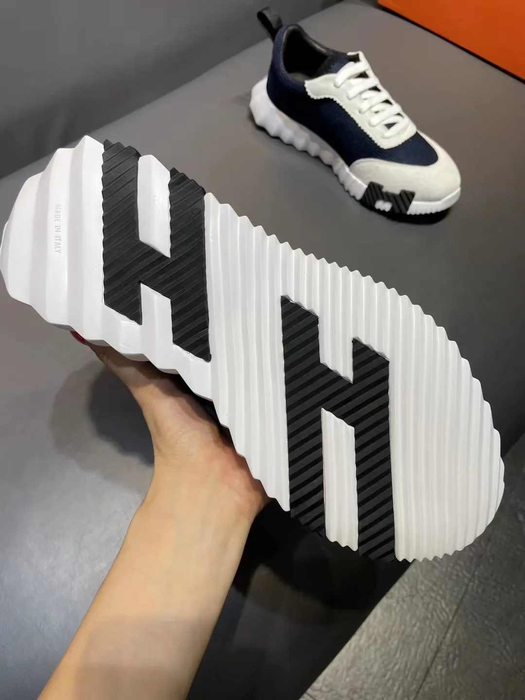 Hermes Bouncing Sneakers Dark Blue - Image 4