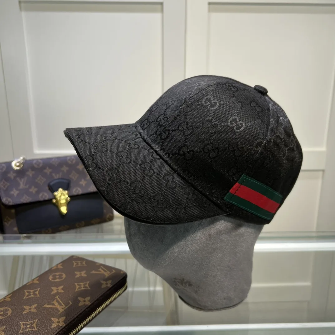 Gucci Original GG Canvas Baseball Hat With Web Black GG - Image 3