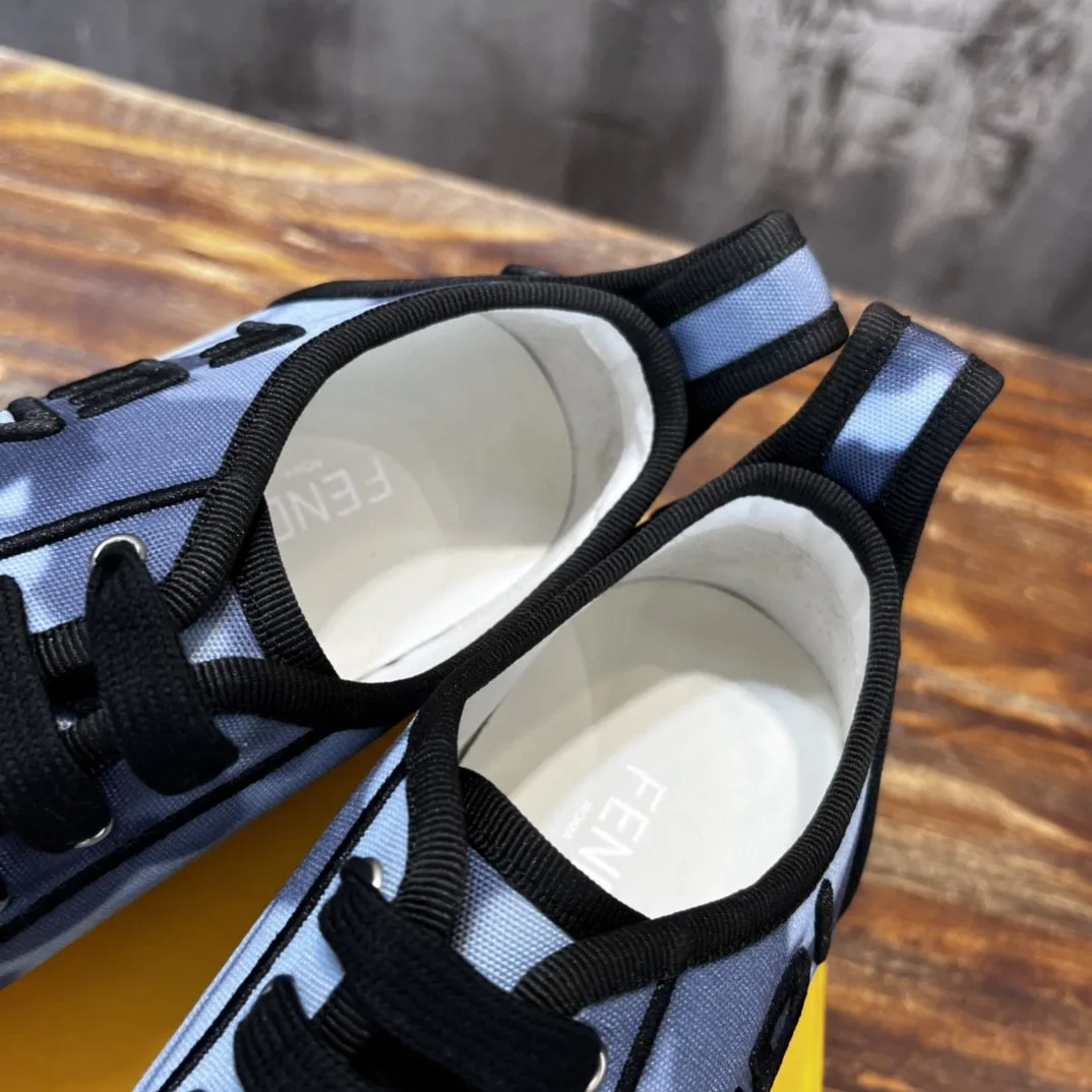 Fendi Domino Fabric Sneakers Blue - Image 3