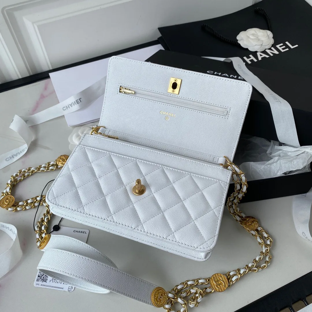 Chanel Small Flap Bag Gold Hardware White / - Image 3