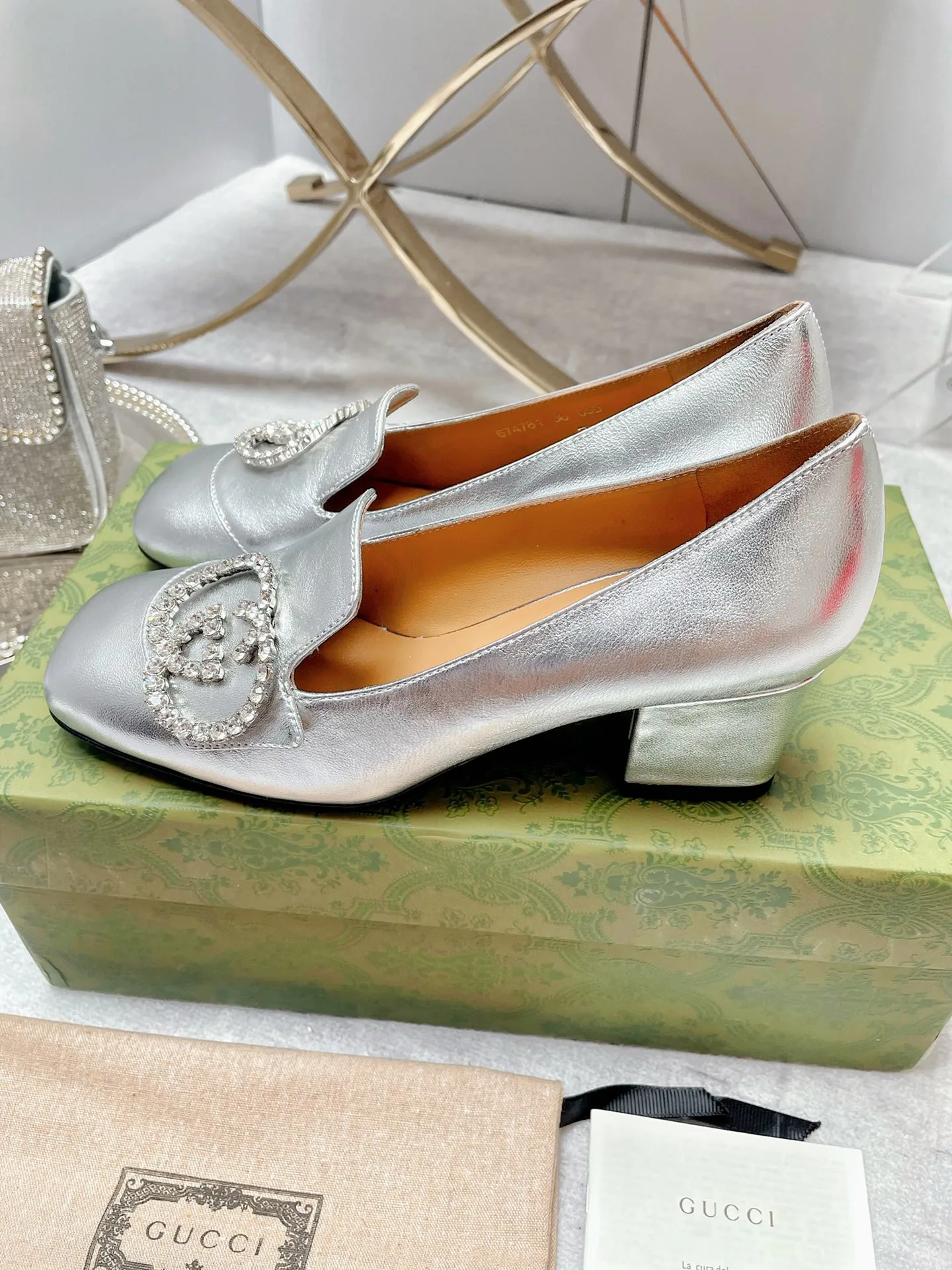 Alternative view of Gucci Women’s Mid-Heel Pump With GG Logo Silver