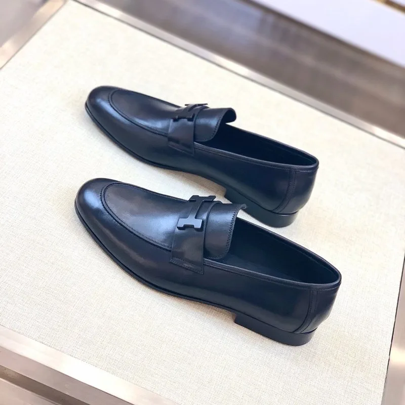 Hermes Paris Loafers Navy Blue - Image 5