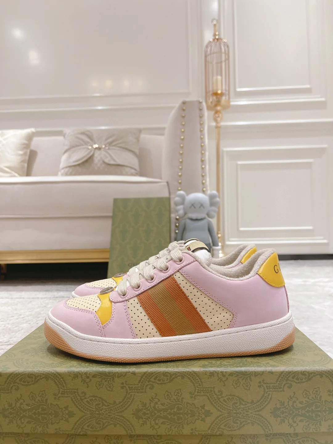 Gucci Lovelight Screener Sneaker Pale Pink GG Shoes - Image 4