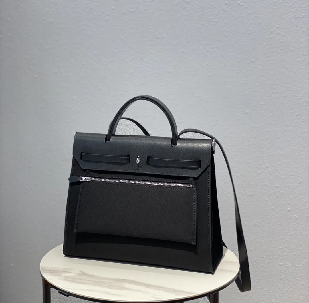 Alternative view of Hermes Herbag Zip Bag Black, Silver Toned Hardware Bag